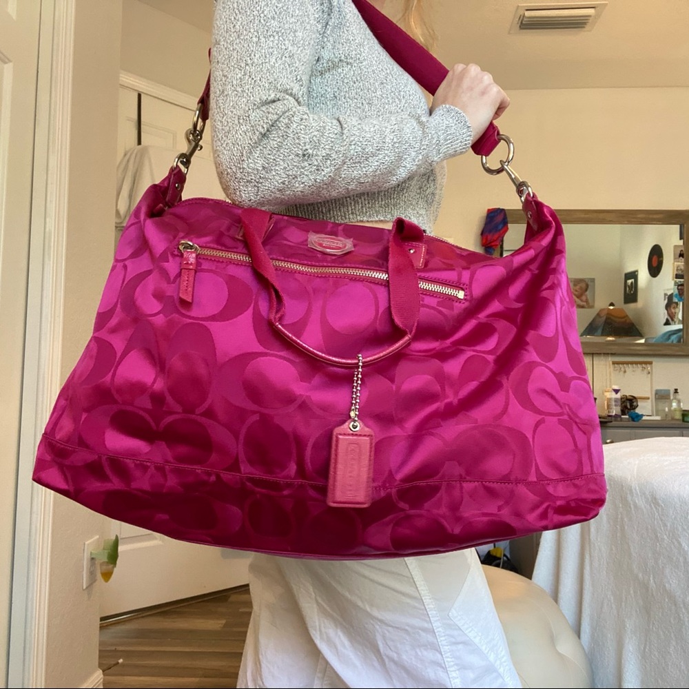 Hot Pink Signature Coach -Multifunctional Tote Bag